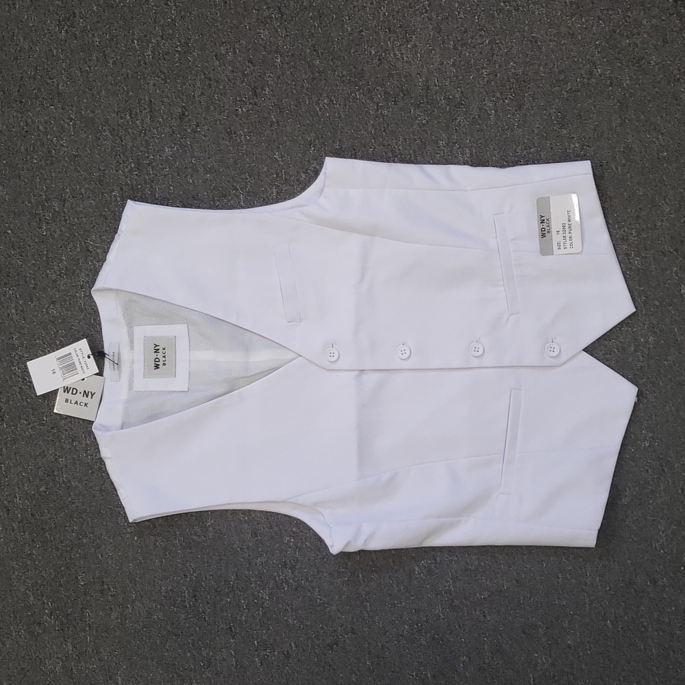 WD NY BLACK Boys Vest Size 16 Pure White New with Tags